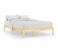 ATOMSTACK MAKER Lit en bois de pin massif naturel 150 x 200 cm avec sommier inclus - Cadre moderne et robuste pour chambre à coucher, montage facile, idéal pour matelas King Size (1,5 m), sans matelas