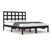 ATOMSTACK MAKER Lit en bois de pin massif noir 200 x 200 cm avec tête de lit haute et structure robuste - Design moderne et rustique pour chambre à coucher, prêt à monter (matelas non inclus)