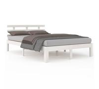 ATOMSTACK MAKER Lit en bois massif blanc 150 x 200 cm, cadre robuste en pin naturel avec tête de lit classique et lattes en contreplaqué, idéal pour matelas King Size (1,5 m)