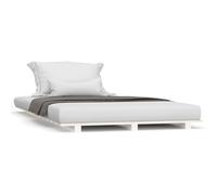 ATOMSTACK MAKER Lit en bois massif de pin blanc 90 x 190 cm avec sommier intégré - Structure robuste et style rustique scandinave pour adultes, idéal pour les petites chambres