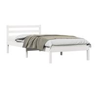 ATOMSTACK MAKER Lit en bois massif de pin blanc avec tête de lit et sommier intégré, design nordique, moderne, minimaliste, 225,5 x 95,5 x 69,5 cm, pour chambre à coucher, charge jusqu'à 100 kg