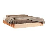 ATOMSTACK MAKER Lit en bois massif de pin naturel 140 x 200 cm avec sommier intégré, structure robuste et design bas (21 cm), idéal pour les petits espaces, sans matelas