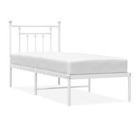 ATOMSTACK MAKER Lit en métal blanc sans matelas, 75 x 190 cm, avec tête de lit et sommier inclus, structure en acier pulvérisé, hauteur sous lit 26 cm, idéal pour adultes, montage facile