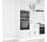 ATOMSTACK MAKER Lot de 2 armoires encastrées pour cuisinière, blanc brillant, matériau bois, 60 x 57 x 207 cm, peu encombrant et facile d'entretien, pour four et micro-ondes, pieds réglables, série
