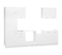 ATOMSTACK MAKER Lyon Lot de 7 armoires de cuisine en bois blanc (60-80 cm) avec meuble sous évier et four, armoires suspendues, armoire de réfrigérateur et panneau de lave-vaisselle - Cuisine moderne