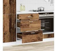 ATOMSTACK MAKER Meuble de cuisine Lyon en bois vieilli, 60 x 46 x 81,5 cm, avec pieds réglables, grand espace de rangement et 2 tiroirs, moderne, robuste et facile d'entretien