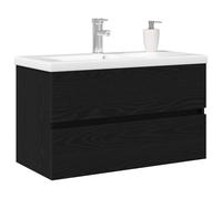 ATOMSTACK MAKER Meuble de lavabo noir aspect chêne - Montage mural - 80 x 39 x 62 cm - En bois robuste avec 2 portes à charnières - Meuble de salle de bain moderne pour un rangement peu encombrant