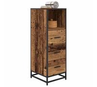 ATOMSTACK MAKER Meuble de salle de bain en bois vieilli avec tiroir et étagère - 35 x 37,5 x 100 cm - Design moderne avec pieds en métal noir - Pour intérieur - À monter soi-même