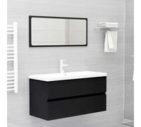 ATOMSTACK MAKER Meuble sous lavabo 90 cm noir en bois avec tiroir - Meuble de salle de bain pour lavabo, charge maximale de 60 kg, 90 x 38,5 x 45 cm, montage facile et facile d'entretien