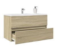 ATOMSTACK MAKER Meuble sous lavabo de 80 cm, chêne Sonoma, en bois avec tiroirs, résistant à l'humidité, montage mural, armoire de salle de bain pour un rangement bien rangé
