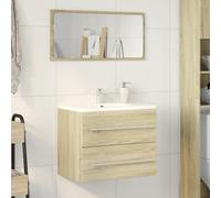 ATOMSTACK MAKER Meuble sous lavabo en chêne Sonoma 60 x 38,5 x 48 cm, armoire suspendue murale avec beaucoup d'espace de rangement pour salle de bain, matériau en bois, max. 60 kg, avec instructions