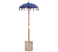 ATOMSTACK MAKER Parasol balinais bleu 95 x 95 x 260 cm en coton, bois massif et bambou avec course centrale, tissage de corde, cloches - avec support pour jardin, terrasse et dîner en plein air