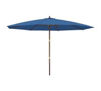 ATOMSTACK MAKER Parasol de jardin 400 x 273 cm, couleur sable, protection UV, avec ventilation, système à 8 baleines et double corde, structure en bois dur aspect teck, perméable au vent et résistant