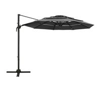 ATOMSTACK MAKER Parasol de jardin à 4 couches couleur sable 3 x 3 m en polyester résistant aux UV et aluminium revêtu par pulvérisation avec manivelle, fonction d'inclinaison et 8 baleines - Pour