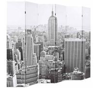 ATOMSTACK MAKER Paravent photo pliable 228 x 170 cm - Noir et blanc avec Empire State Building, 6 pièces, en bois de sapin et 100 % polyester, idéal pour salon, chambre à coucher et salle de bain