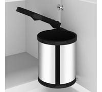 ATOMSTACK MAKER Poubelle encastrable de 12 l avec couvercle automatique pour armoires de cuisine - Acier inoxydable noir/argent, à encastrer, seau intérieur amovible en plastique, inodore et peu
