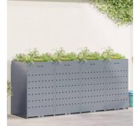 ATOMSTACK MAKER Poubelle pour 4 poubelles de 120/240 l - Acier revêtu par pulvérisation - Gris clair (272 x 77,5 x 121,5 cm) - Avec toit ventilé pour plantes et portes magnétiques - Jardin, terrasse