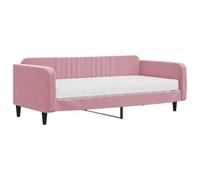 ATOMSTACK MAKER Tagesbett Rose 100 x 200 cm avec matelas intégré - Canapé-lit 2 en 1 en velours (100 % polyester), structure en bois et métal, idéal pour salon ou chambre à coucher, montage facile