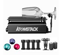 ATOMSTACK R3 Pro Kit de rouleaux rotatifs laser avec colonne de support et siège de support, 8 vitesses réglables, axe Y à 360°, module de gravure pour objets cylindriques, sculpture en boîte