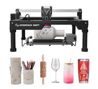 Atomstack Swift 12W Graveur Laser avec R6 Rouleau Rotatif et Pieds de Rehaussement, Kit pour P1/L1/Swift, Idéal pour Gravure sur Objets Cylindriques, Thermos et Battes de Baseball