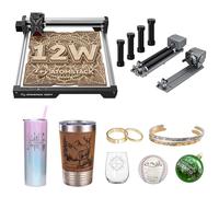 AtomStack Swift 12W Graveur Laser avec R8 Pro Kit Rotatif 2-en-1 (Rouleau & Mandrin), Idéal pour la Gravure de Bagues, Sphères, Tasses et Objets Longs (1m), Machine Polyvalente
