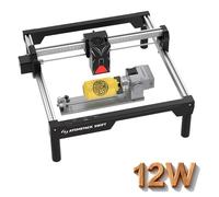 ATOMSTACK Swift Machine à graver laser 12 W 0,06 mm de haute précision pour bois et métal, acrylique foncé, verre, cuir, zone de travail 300 x 300 mm avec rouleau rotatif R8 multifonction 4 en 1