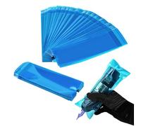 ATOMUS 200pcs bleu stylo de tatouage manche avec sceau 2.52 * 8.6in jetable stylo-type machine de tatouage sac auto-adhésif auto-scellant sans fil machine de tatouage stylo couverture