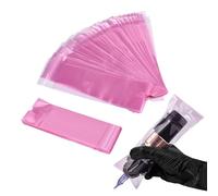ATOMUS 200pcs manche de stylo de tatouage rose avec sceau 2.52 * 8.6in jetable stylo-type machine de tatouage sac auto-adhésif auto-scellant sans fil machine de tatouage couverture de stylo