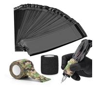 ATOMUS 200pcs scellable stylo de tatouage sans fil couvre noir avec 2pcs bandes de poignée Bandages Set Plastique jetable stylo de tatouage Kit Accessoires de machine de tatouage