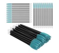 ATOMUS 50pcs 2 in 1 Eyelash Mascara Wands Lipstick Applicator Disposable Eyebrow Eyelash Extension Tools Makeup Brushes(blue)