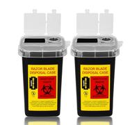 ATOMUS Lot de 2 conteneurs en plastique noir de 1 l pour tatouage, aiguille, destruction, avec couvercle pour tatouage