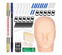 ATOMUS microblading Practice Kit gold set complet d'outils manuels semi - permanents pour tête de mannequin 18u 3rl micro - lame de sourcil, 10 patchs de sourcil de pratique en silicone