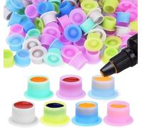 Atomus Silicone Tattoo Ink Cup 200pcs Disposable Silicone Tattoo Pigment Cup Round Eyebrow Eyeliner Lip Pencil Pigment Cup Mixed Color Tattoo Pigment Cup