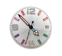 ATOMUSERLY Cadran de Montre 28.5mm sans Cadrans Lumineux et Ensemble pointeurs, for Mouvement NH35 NH36 4R 7S, Kit d'aiguilles Cadran(Silver White)
