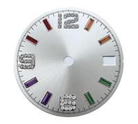 ATOMUSERLY Cadran de montre à motif solaire, échelle arc-en-ciel, 28.5mm, adapté for NH35/36/4R/7S, partie mouvement automatique, accessoires bord en diamant, 1 pièce(Blue)