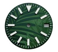 ATOMUSERLY Cadran de Montre Lumineux Vert 28.5mm, 1 pièce, Cadran adapté for NH35/NH36 3/3.8/4.2 Heures, Couronne, Accessoires Mouvement Automatique(Silver)