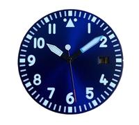 ATOMUSERLY Cadran de Montre Lumineux Vert 33.5mm, 1 pièce, avec Aiguilles for Mouvement NH35/NH36/4R/7S, Calendrier Unique/sans(01 Blue Dial Hand)