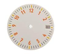 ATOMUSERLY Montre de Journal Intime Lumineuse Verte, Cadran sans Logo, Motif givré/Soleil, 28.5mm, for réparation Mouvement NH35/NH36/4R/7S, 1 pièce(White-Orange)