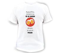 AtooDog T-Shirt Marié & Staff, Aujourd'hui j'enterre ma Vie de garçon, Demain Je suis en Prison (SUTEB1001, L)