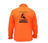 AtooDog Veste de Chasse en Softshell, Bécasse, on nait Tous égaux Seuls Les Meilleurs Deviennent Chasseur (145-187, Orange, L, AV Manches)