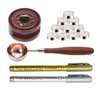 Atopbb Kit de perles de cire à cacheter - 2 stylos à cacheter - 1 chauffe-cire, 1 cuillère fondue et 10 bougies chauffe-plat pour cacheter la cire (300, bois rouge)