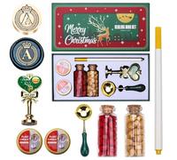 Atopbb Kit de Sceau avec Boîte Cadeau de Noël, 2 Bouteilles de Cire, Cuillère (A)