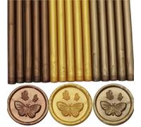 Atopbb Lot de 15 bâtons de cire à sceller pour tampon à colle - 3 couleurs - Pour pistolet à colle de 0,7 cm, invitations de mariage, enveloppes de lettres (cuivré)