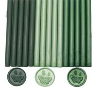 Atopbb Lot de 15 bâtons de cire pour sceau de cire - Pour pistolet à colle - 3 couleurs - Pour sceau de cire - Pour pistolet à colle de 0,7 cm, invitations de mariage, enveloppes de lettres (vert)