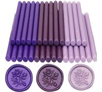 Atopbb Lot de 26 bâtons de cire à cacheter pour sceau de cire, tampon et lettres rétro vintage pour sceller les invitations de mariage, les cartes, les enveloppes, les emballages cadeaux (violet)