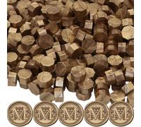 Atopbb Perles de cire scellées blanches, 600 perles de cire scellées octogonales de 9mm, idéal pour invitation de mariage, enveloppe de Noël (Cuivre Antique Doré)