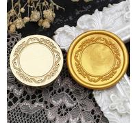 Atopbb Sceau de cire pour cadre, cadre en relief 3D, tampon à cacheter en relief, poignée en bois, tête de sceau en laiton, bronze doré, invitations de mariage, cachetage de lettres