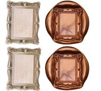 Atopbb Tampon de cire pour cadre - Cadre en relief 3D - Bronze doré - Poignée en bois - Tête de sceau en laiton - Diamètre : 30 mm - Longueur totale : 90 mm