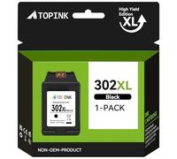 ATOPINK 302XL Noir Cartouches d'encre Remanufacturées pour Cartouche HP 302 Noir, 302 XL Noir pour Envy 4520 4525 4527 DeskJet 2130 3636 3634 3632 OfficeJet 3831 3833 3830 5232 3835 5220 Imprimante