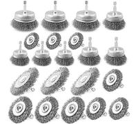 ATOPLEE Lot de 21 brosses métalliques pour perceuse à tige hexagonale de 6,35 mm en acier au carbone pour nettoyer la rouille, le décapage et l'abrasion